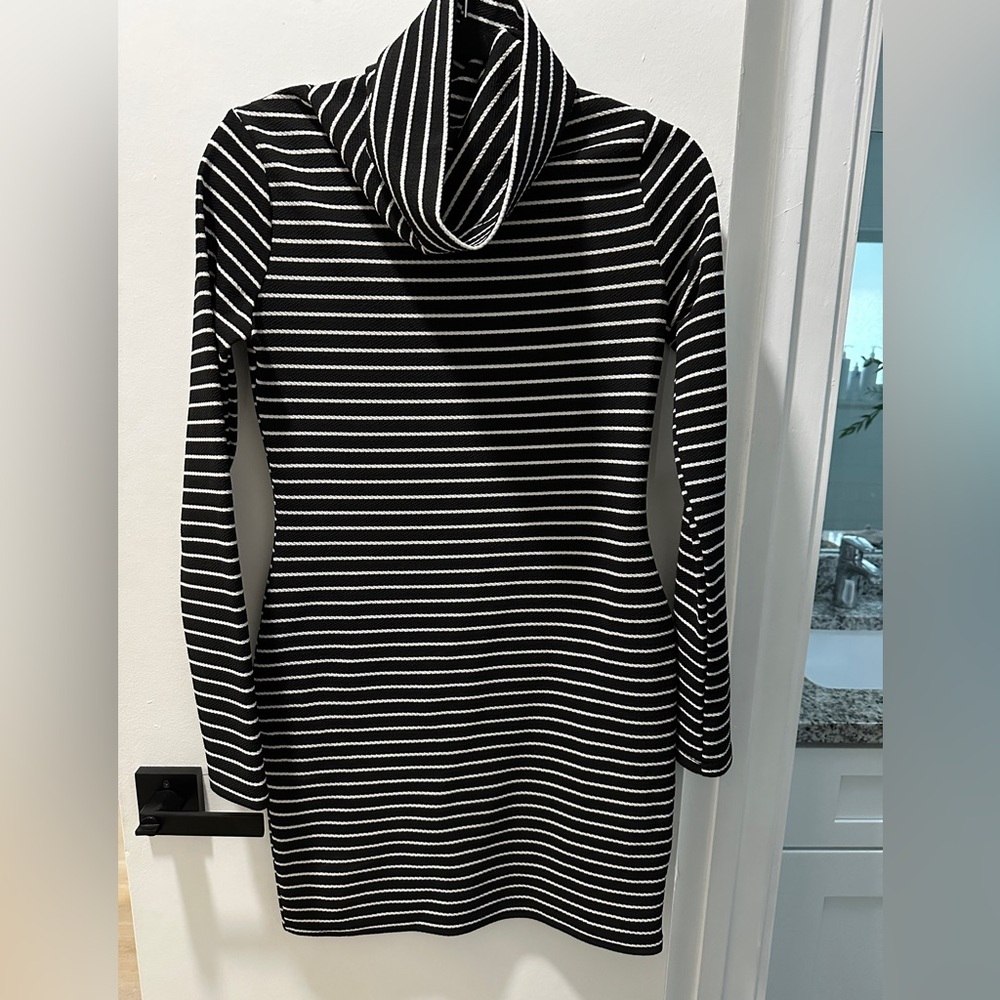 Missguided Black & White Cowl Neck Dress